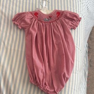 Alabama football Smocked Red Gingham Kids Bubble